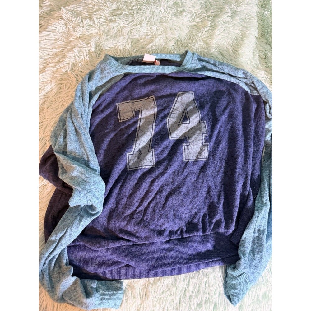 Blue Number 74 Jersey Like Women’s Top Shirt Pajama Sz M